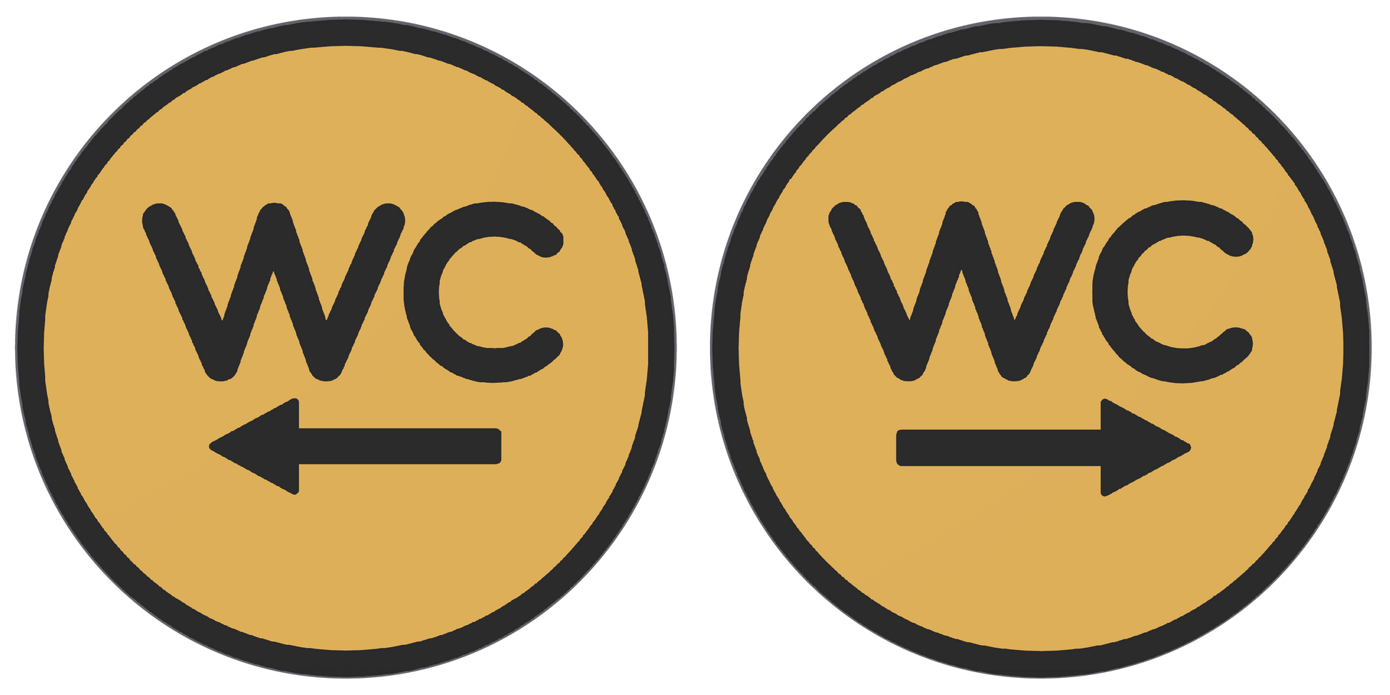 PLA toilet bordjes set 4 man vrouw wc pijl Goud Zwart