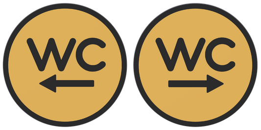 PLA toilet bordjes set 4 man vrouw wc pijl Goud Zwart