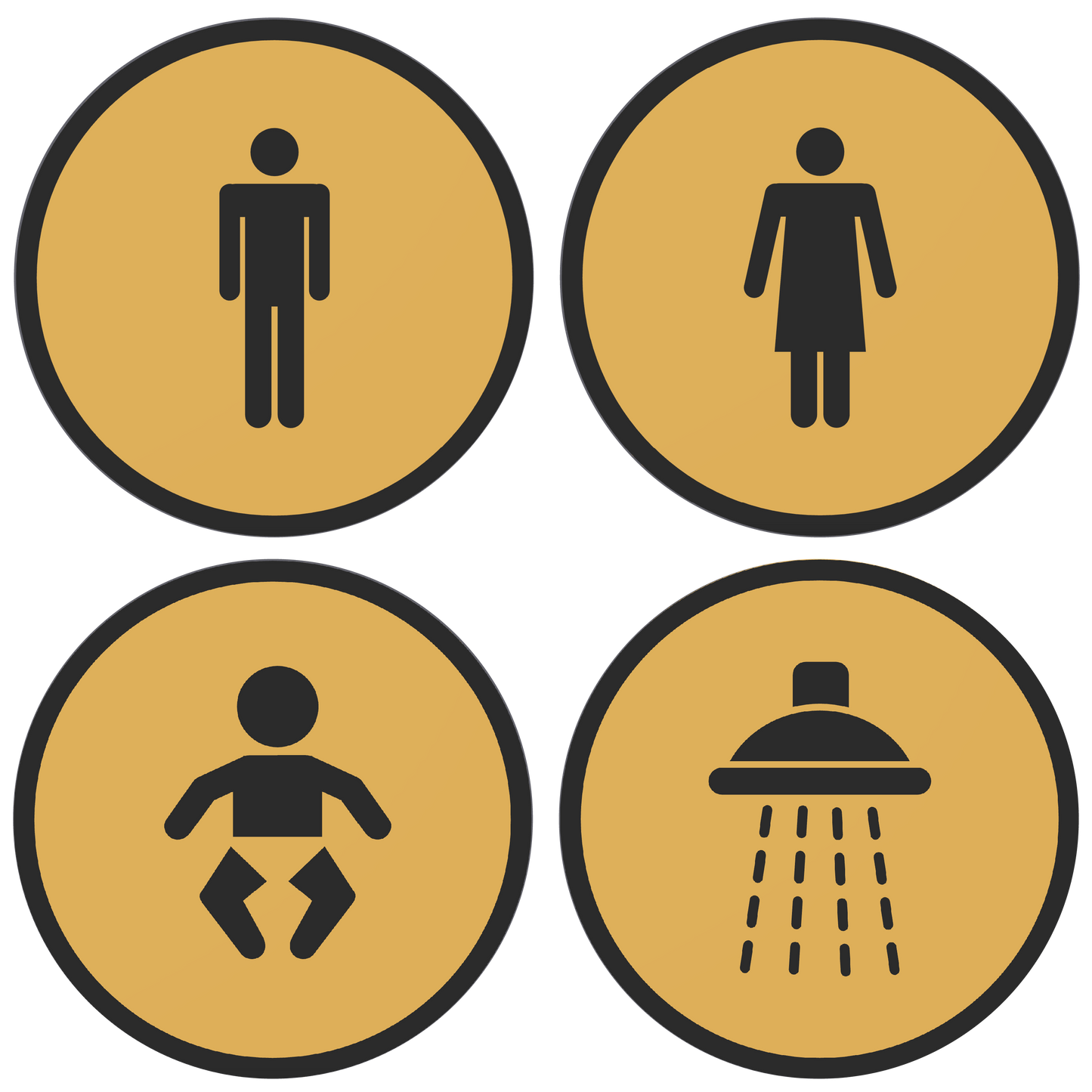 PLA toilet bordjes complete set Goud Zwart