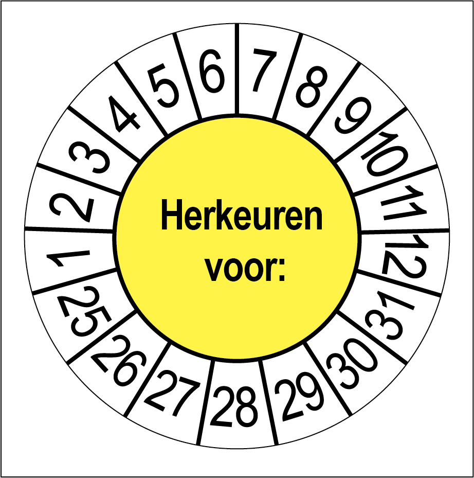 Keuringsstickers Herkeuren Geel - Rond 35 mm - Ricard
