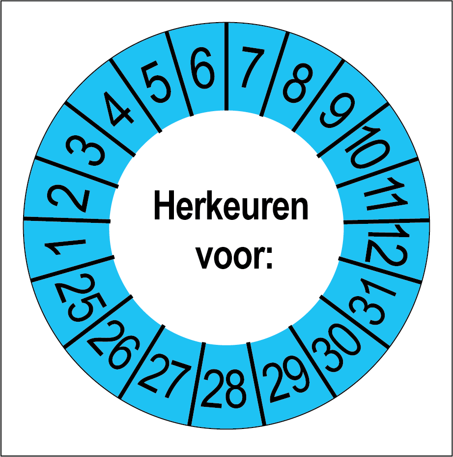 Keuringsstickers Herkeuren Blauwe Buitenrand - Rond 35 mm - Ricard