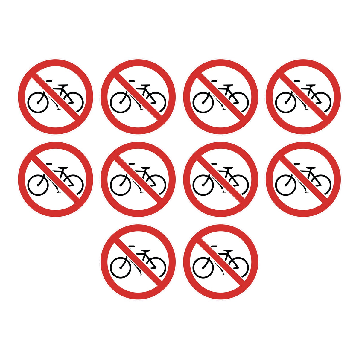 Geen fietsen plaatsen stickers, 10 stuks van 10 cm