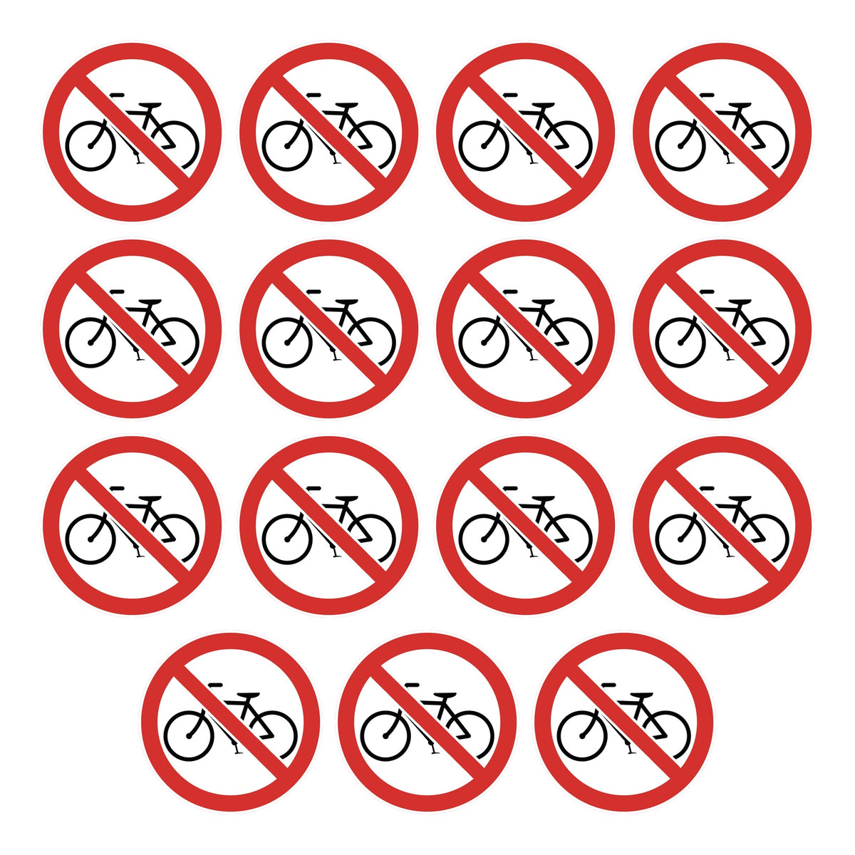 Geen fietsen plaatsen stickers, 15 stuks van 5 cm
