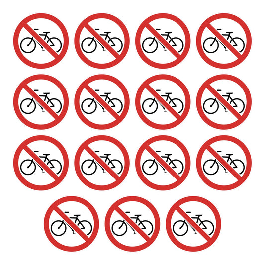 Geen fietsen plaatsen stickers, 15 stuks van 5 cm