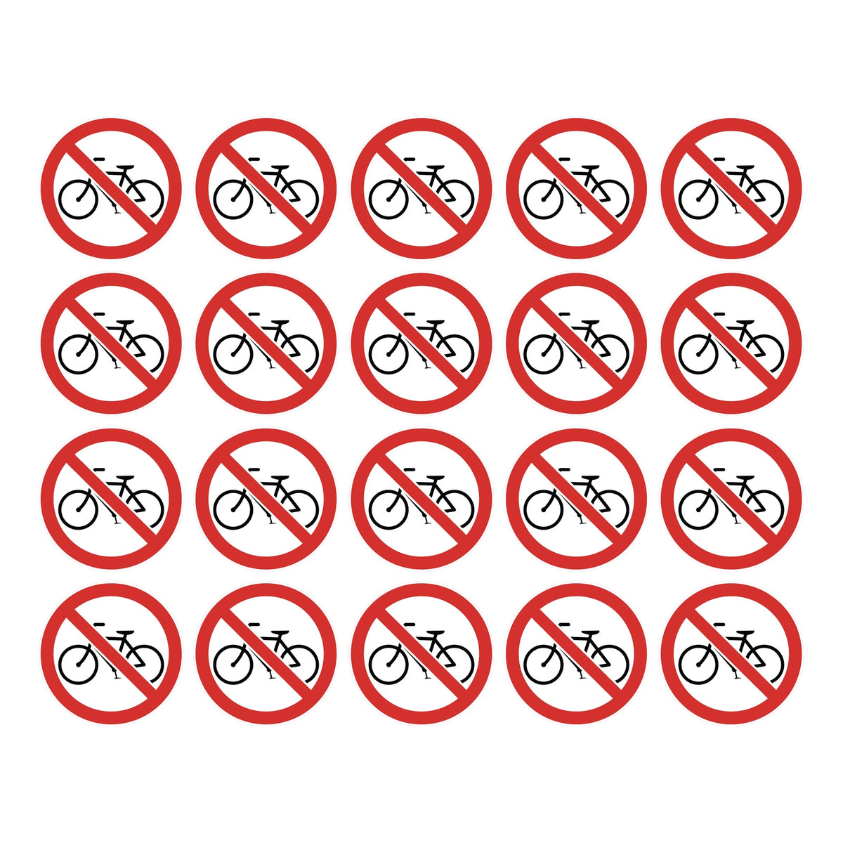 Geen fietsen plaatsen stickers, 20 stuks van 20 cm