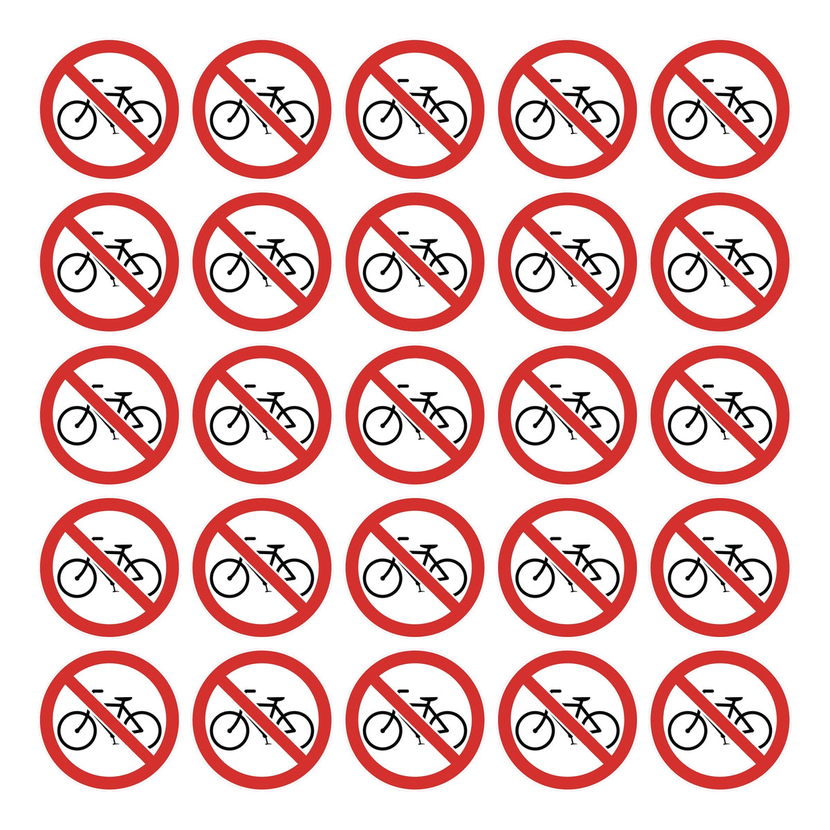 Geen fietsen plaatsen stickers, 25 stuks van 10 cm