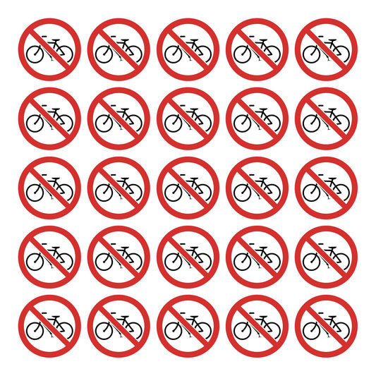 Geen fietsen plaatsen stickers, 25 stuks van 10 cm