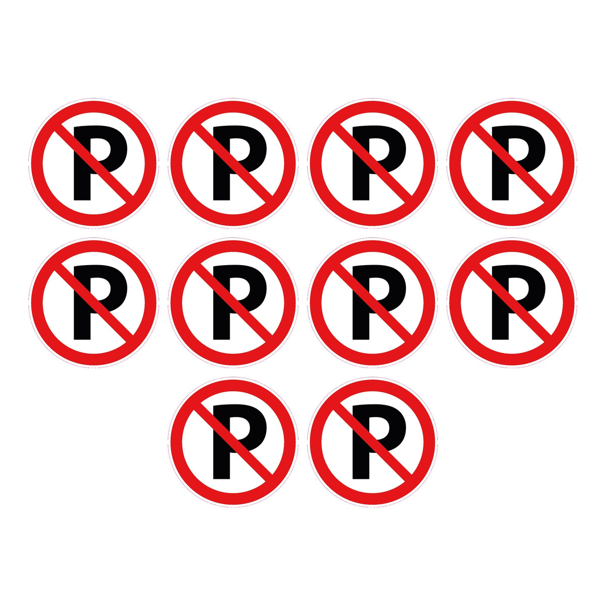 Niet parkeren stickers, 10 stuks van 10 cm