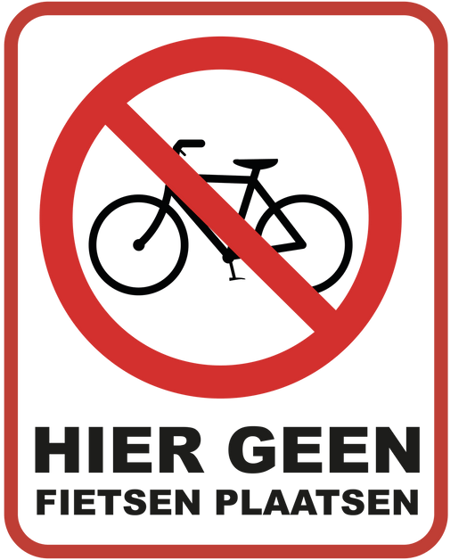 Hier Geen Fietsen Plaatsen bord | 20x25cm & 3 mm dik | Dibond - Ricard Pictogram stickers - 8718133055928