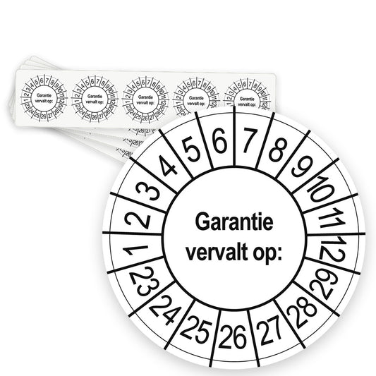 Keuringsstickers Garantie vervalt op | 50 stuks, Ø 35 mm | Wit - strook van 5 stickers