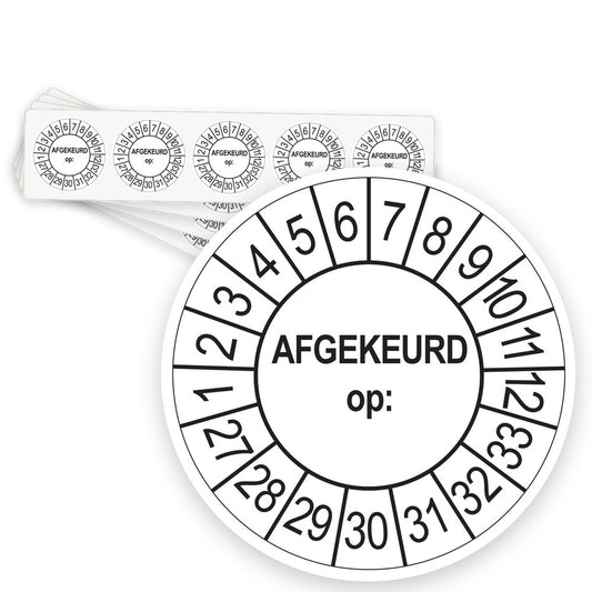 Keuringsstickers Afgekeurd op 2027 | 50 stuks, Ø 35 mm | Wit - strook van 5 stickers