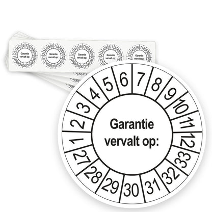 Keuringsstickers Garantie vervalt op 2027 | 50 stuks, Ø 35 mm | Wit - strook van 5 stickers