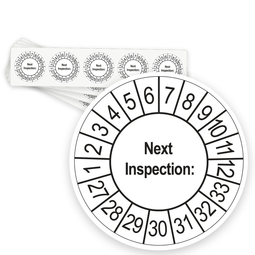 Keuringsstickers Next Inspection 2027 | 50 stuks, Ø 35 mm | Wit - strook van 5 stickers