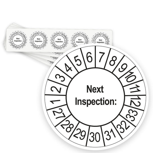 Keuringsstickers Next Inspection 2027 | 50 stuks, Ø 35 mm | Wit - strook van 5 stickers
