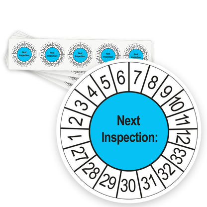 Keuringsstickers Next Inspection 2027 | 50 stuks, Ø 35 mm | Blauw - strook van 5 stickers