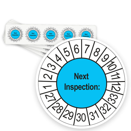 Keuringsstickers Next Inspection 2027 | 50 stuks, Ø 35 mm | Blauw - strook van 5 stickers