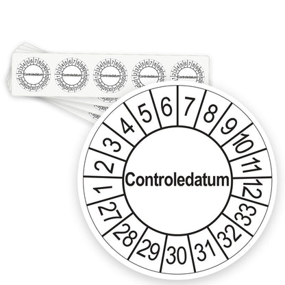 Keuringsstickers Controledatum 2027 | 50 stuks, Ø 35 mm | Wit - strook van 5 stickers