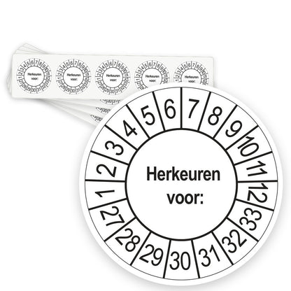 Keuringsstickers Herkeuren voor 2027 | 50 stuks, Ø 35 mm | Wit - strook van 5 stickers