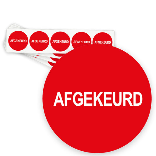 Keuringsstickers Afgekeurd | 50 stuks, Ø 35 mm | Rond op strips van 5 - strook van 5 stickers