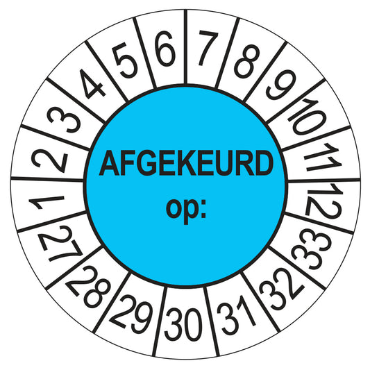 Keuringssticker Afgekeurd op 2027, blauw, Ø 35 mm