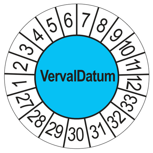 Keuringssticker Vervaldatum 2027, blauw, Ø 35 mm