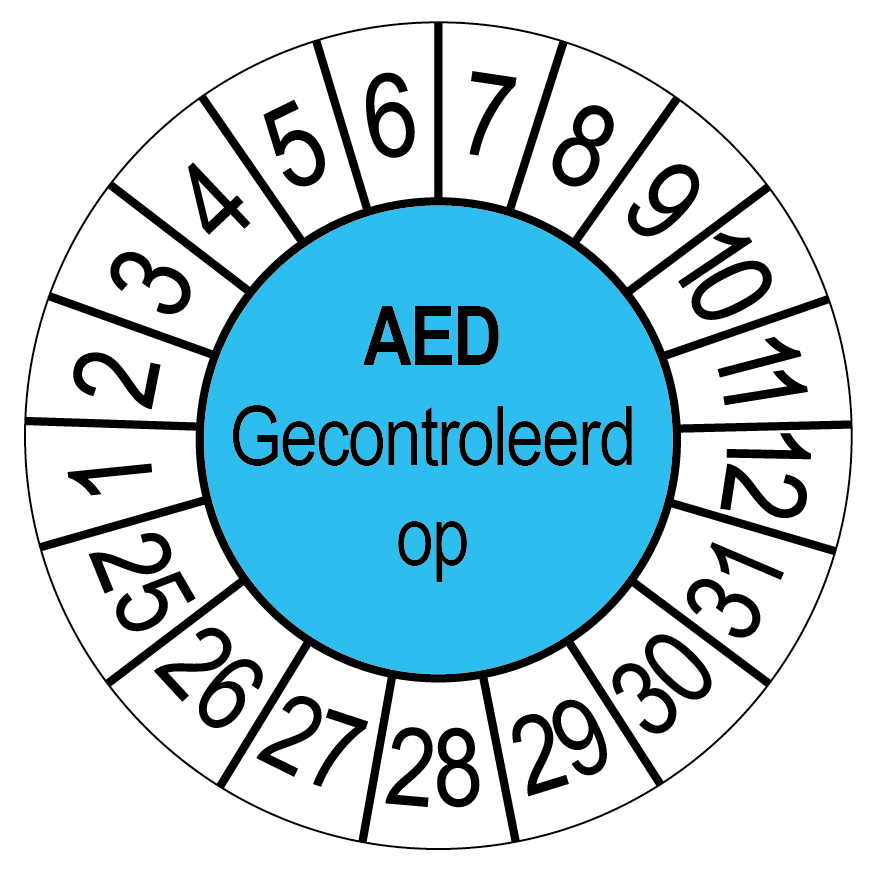 Keuringsstickers Aed gecontroleerd op: Rond 35 mm - Ricard Pictogram stickers - 8718133056277