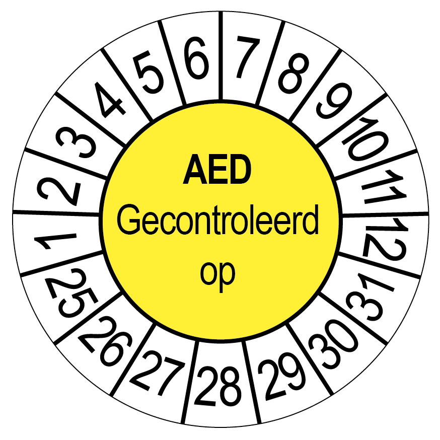 Keuringsstickers Aed gecontroleerd op: Rond 35 mm - Ricard Pictogram stickers - 8718133056307