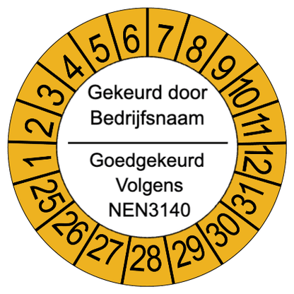 Keuringsstickers die u zelf eenvoudig kunt aanpassen met uw logo en tekst in onze studio Oranje - Ricard Pictogram stickers