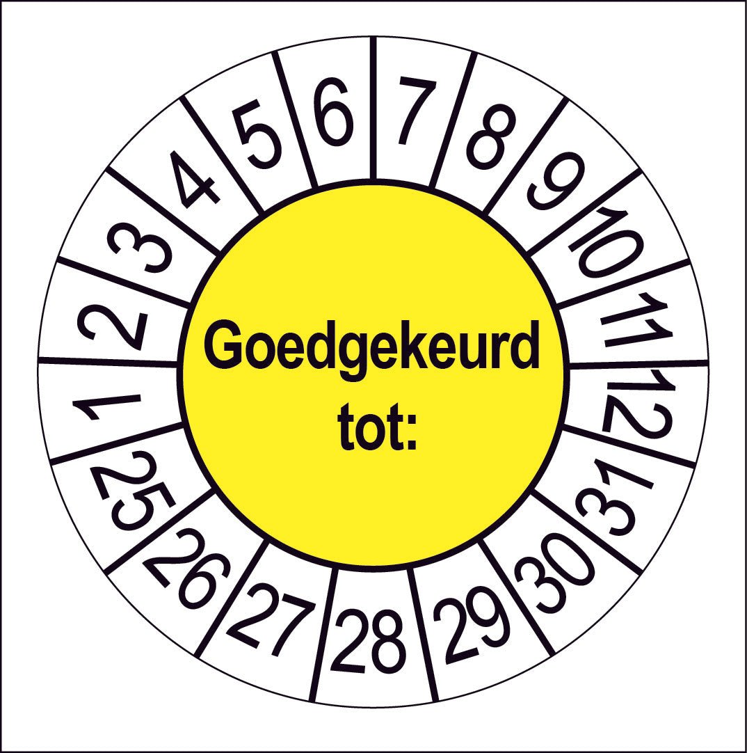 Keuringsstickers Goedgekeurd tot: Rond 35 mm strips van 5 stuks - Ricard Pictogram stickers - 