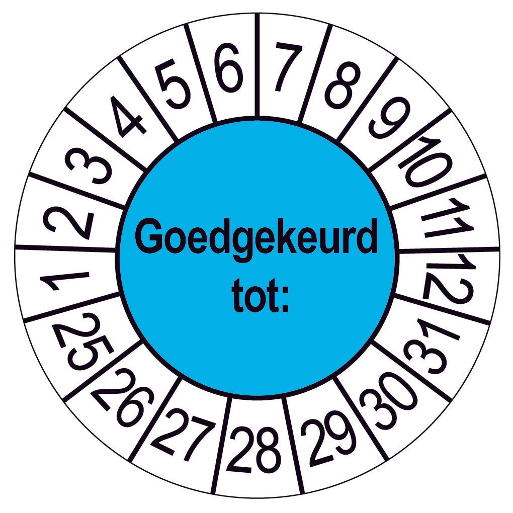 Keuringsstickers Goedgekeurd tot: Rond 35 mm strips van 5 stuks - Ricard Pictogram stickers - 