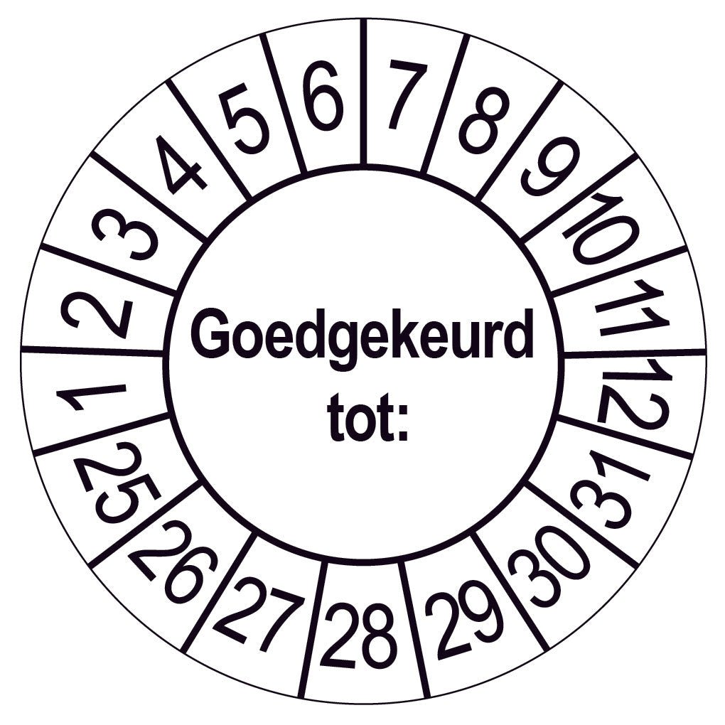 Keuringsstickers Goedgekeurd tot: Rond 35 mm strips van 5 stuks - Ricard Pictogram stickers - 8718133043673