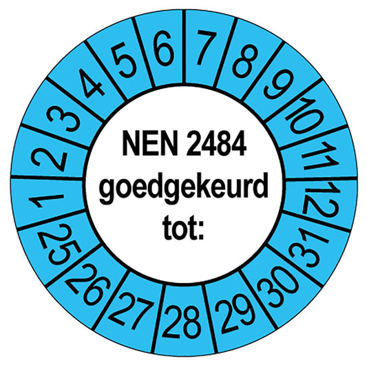 Keuringsstickers NEN 2484 | 50 - pack (10 strips) | Vinyl | 35 mm rond - Ricard Pictogram stickers - 8718133052798