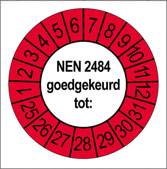 Keuringsstickers NEN 2484 | 50 - pack (10 strips) | Vinyl | 35 mm rond - Ricard Pictogram stickers - 8718133052859