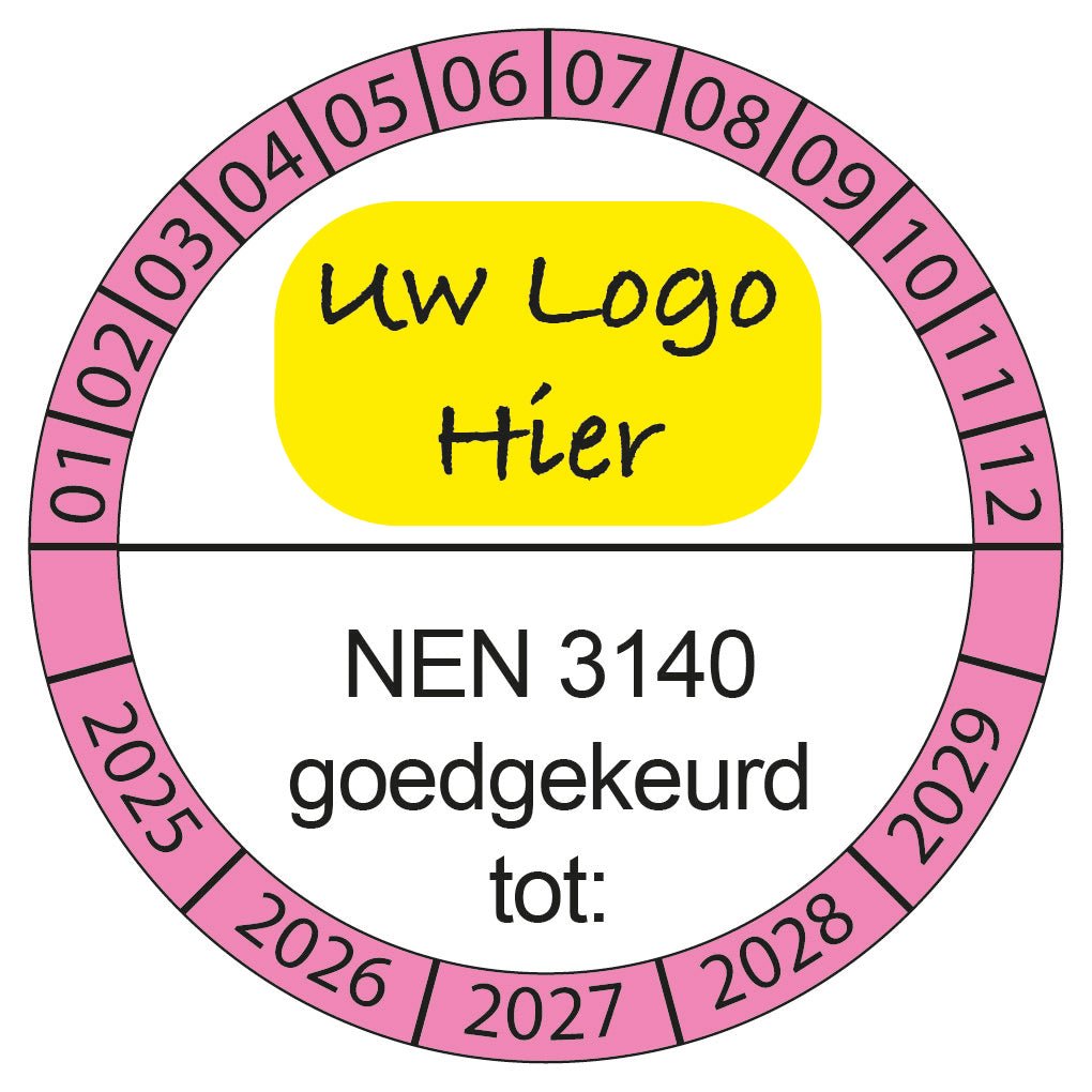 Keuringsstickers vrij te ontwerpen in onze online studio Roze buitenring logo - Ricard Pictogram stickers -