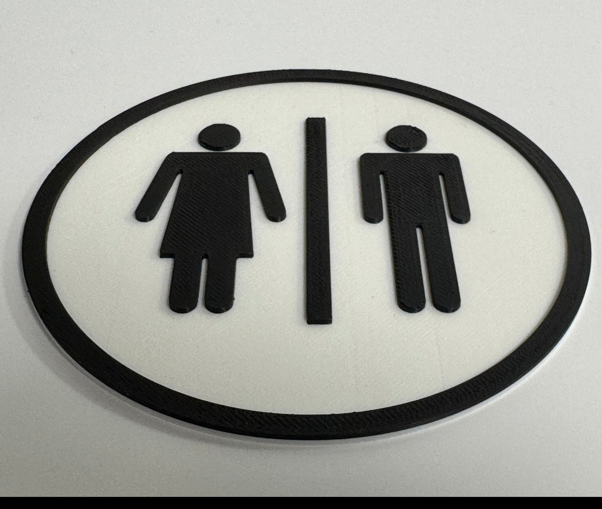 PLA toilet bordje man en vrouw Wit-Zwart detail
