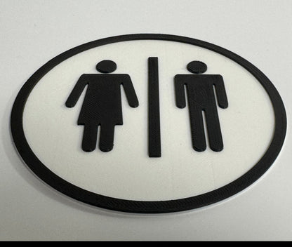 PLA toilet bordje man en vrouw Wit-Zwart detail