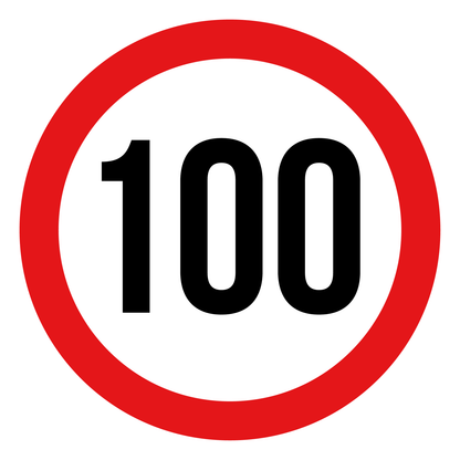 Max snelheid 100 sticker, rond rood-wit-zwart, weerbestendig vinyl