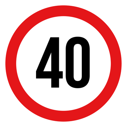 Max snelheid 40 sticker, rond rood-wit-zwart, weerbestendig vinyl