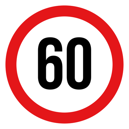 Max snelheid 60 sticker, rond rood-wit-zwart, weerbestendig vinyl