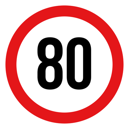 Max snelheid 80 sticker, rond rood-wit-zwart, weerbestendig vinyl