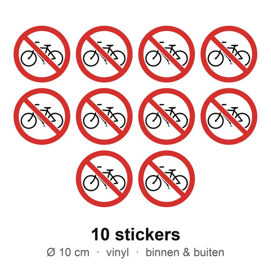 10 stickers Geen fietsen plaatsen, 10 cm