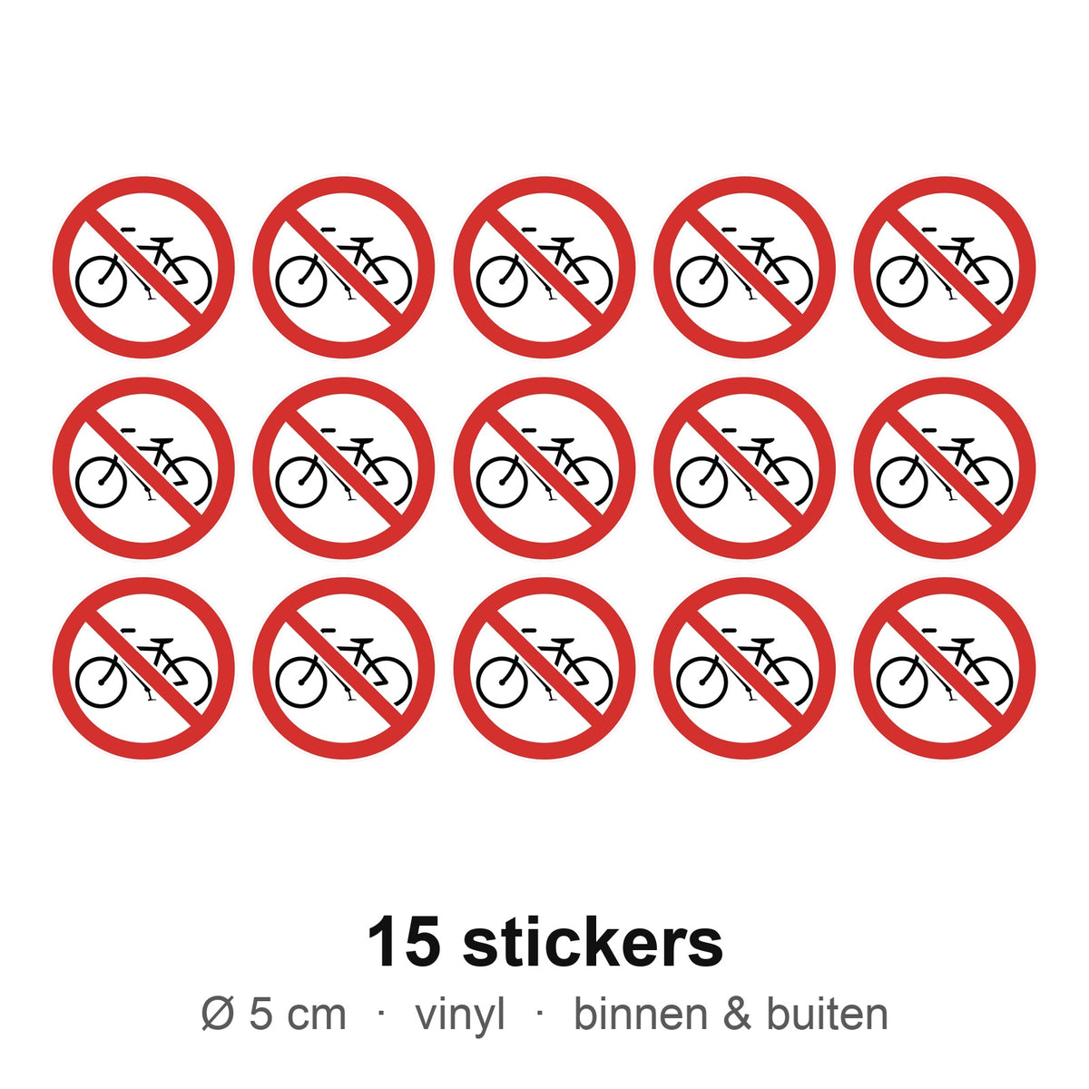 15 stickers Geen fietsen plaatsen, 5 cm
