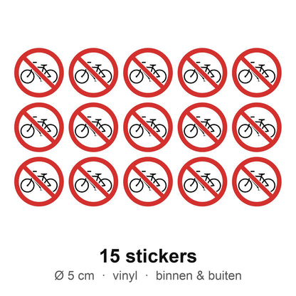 15 stickers Geen fietsen plaatsen, 5 cm