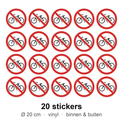 20 stickers Geen fietsen plaatsen, 20 cm
