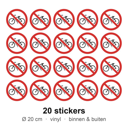 20 stickers Geen fietsen plaatsen, 20 cm