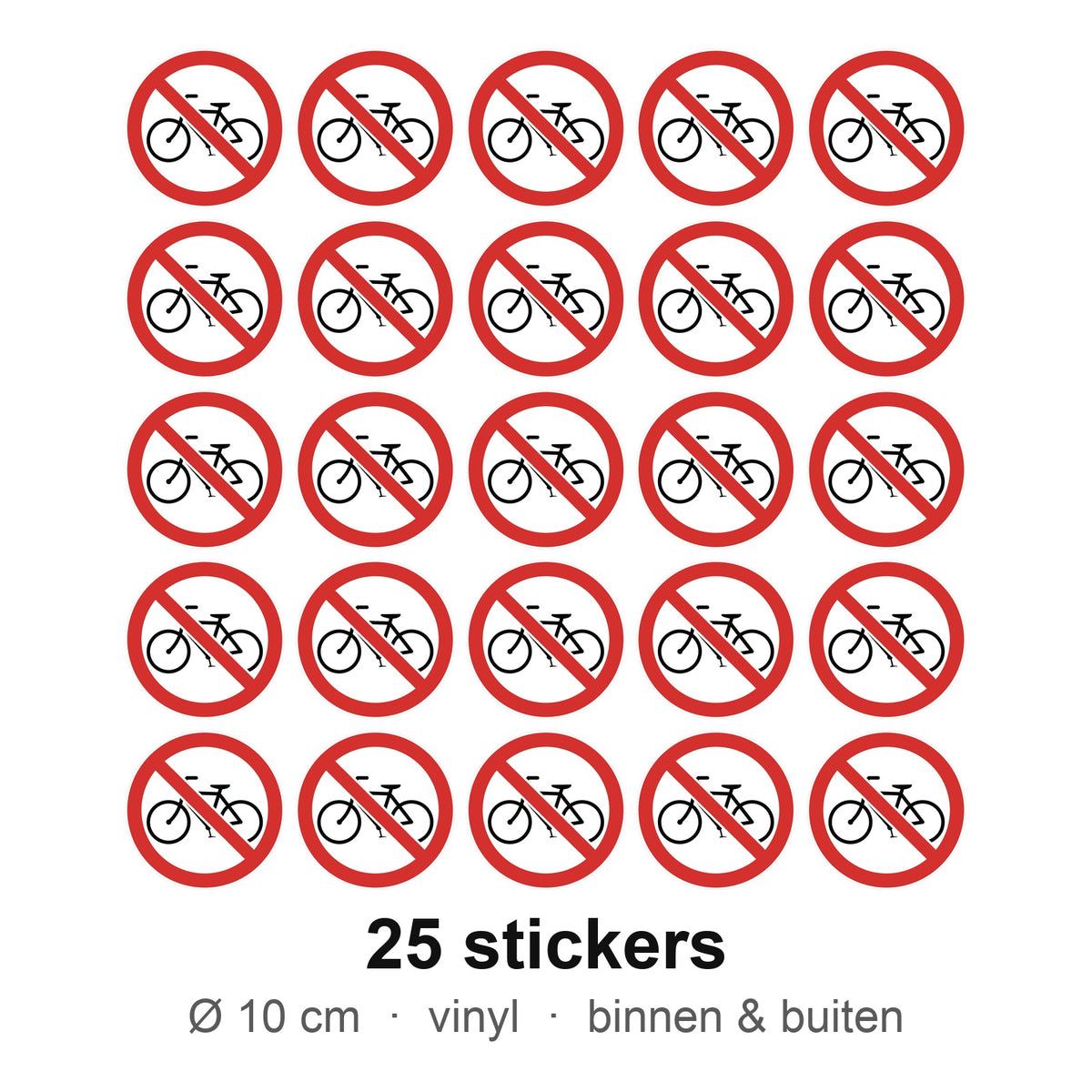 25 stickers Geen fietsen plaatsen, 10 cm