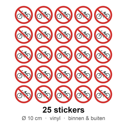 25 stickers Geen fietsen plaatsen, 10 cm
