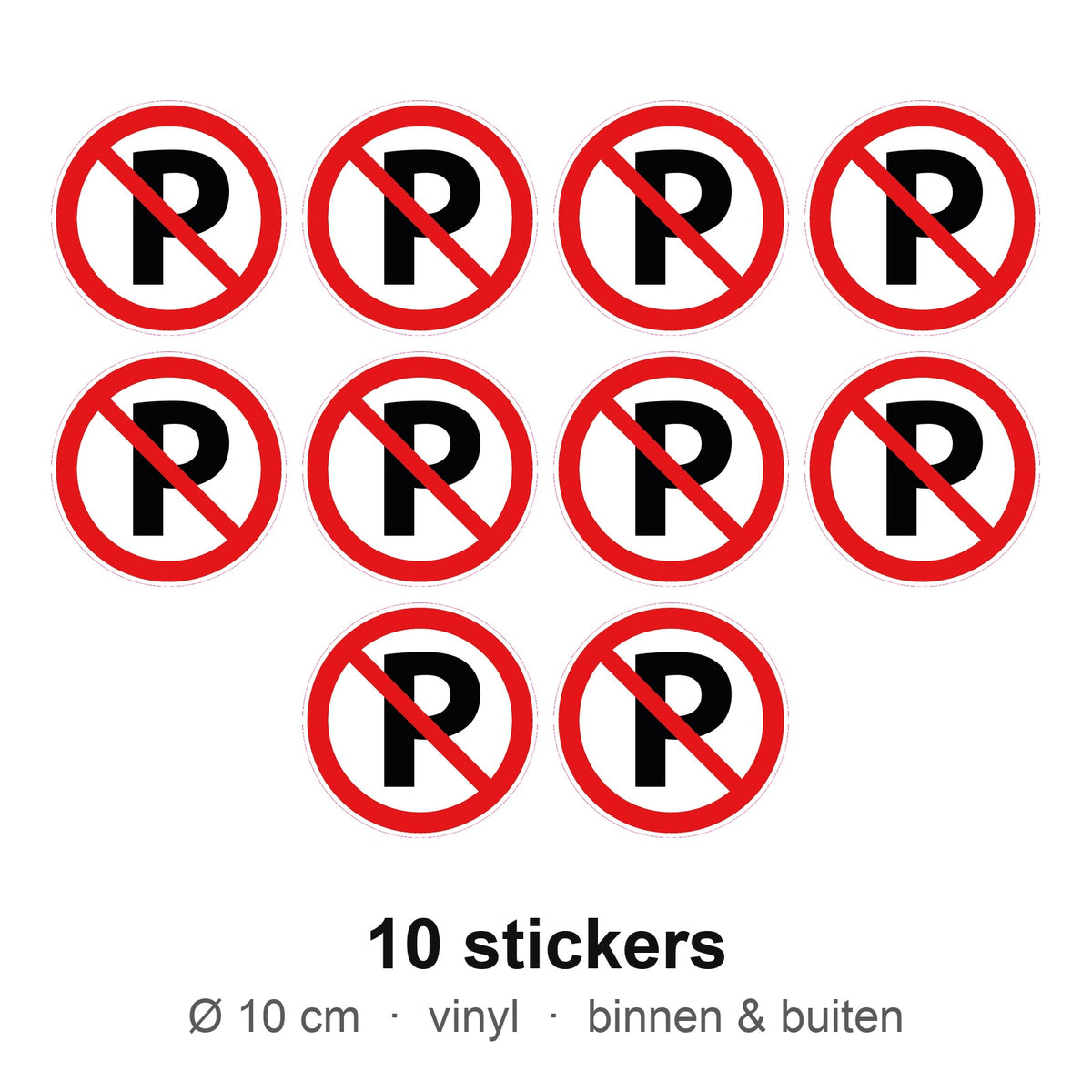 10 stickers Niet parkeren, 10 cm