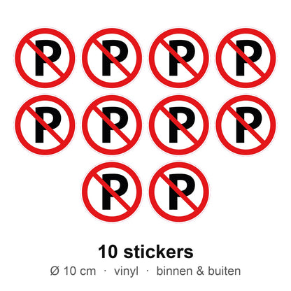 10 stickers Niet parkeren, 10 cm