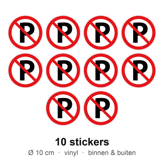 10 stickers Niet parkeren, 10 cm